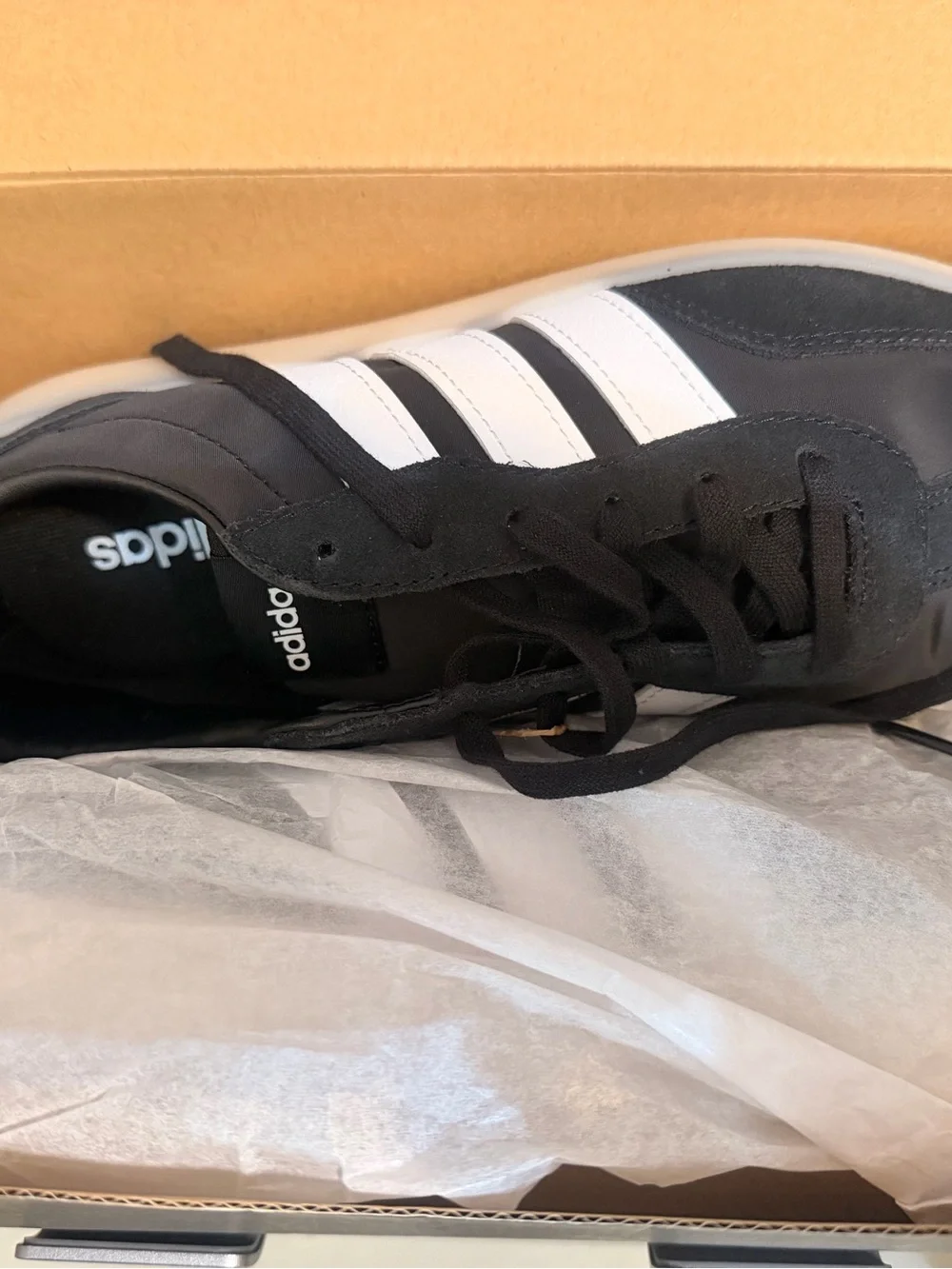 adidas Black and White Low-Top Sneaker with Off-White Midsole